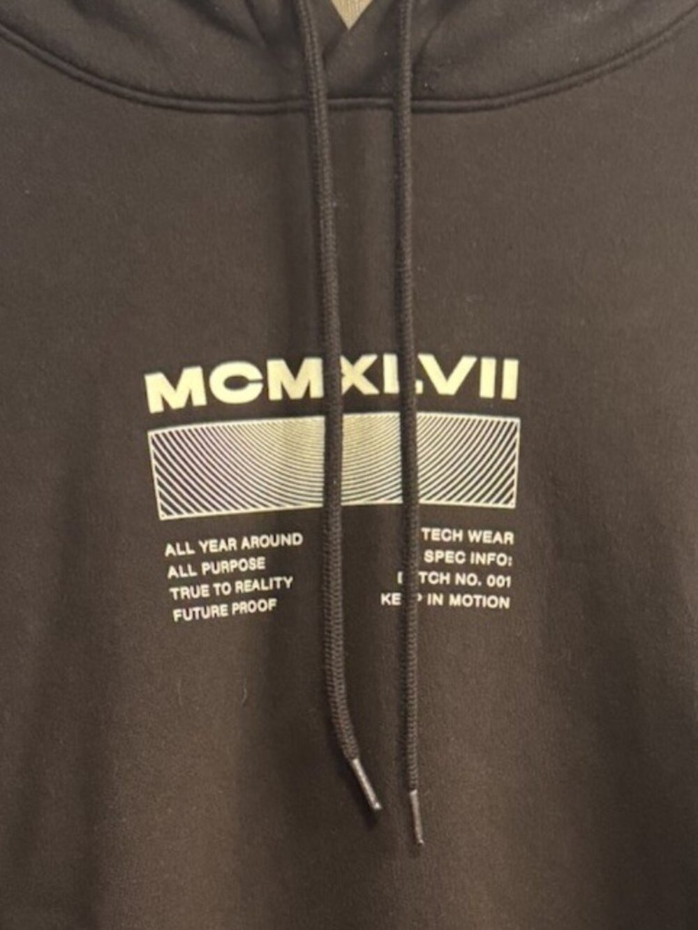 H&M Hoodie Sweatshirt MCMXLVII Graphic Black Unisex Large L